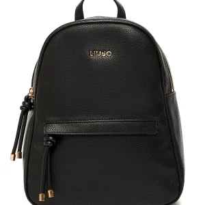 Zaino nero ecosostenibile con tasca frontale