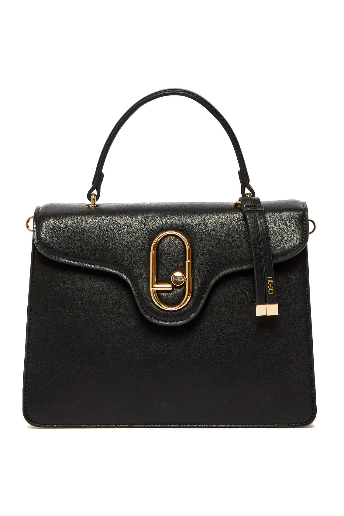 Borsa a mano nera ecosostenibile con charm - immagine 2