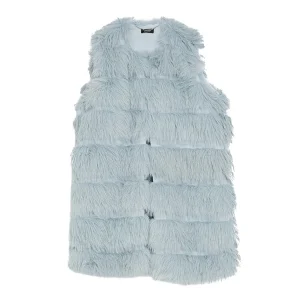 Gilet azzurro in pelliccia sintetica