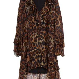Vestito da cerimonia in chiffon con stampa animalier