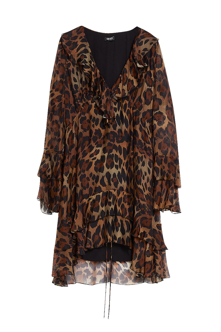 Vestito da cerimonia in chiffon con stampa animalier - immagine 2