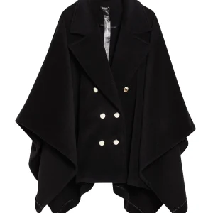 Cappa doppiopetto nera in misto lana