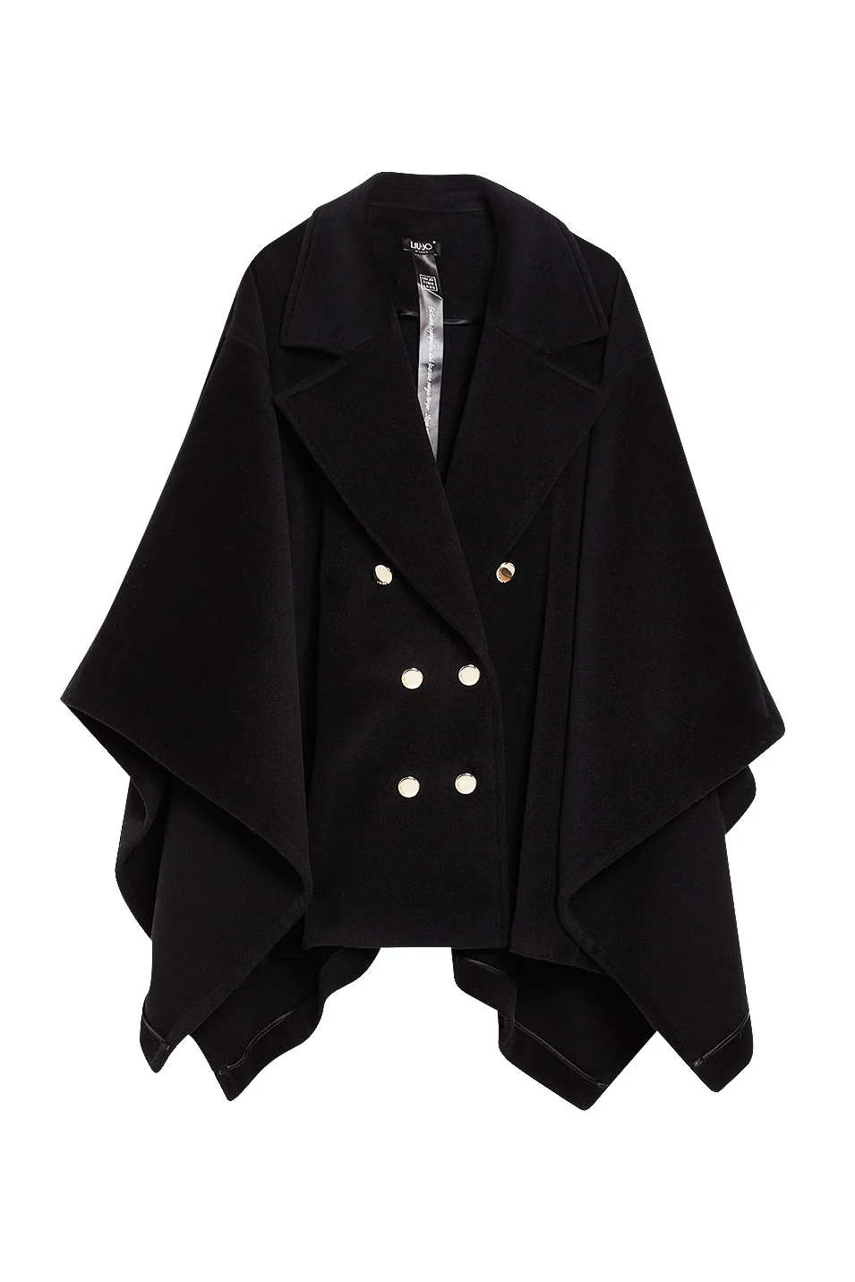 Cappa doppiopetto nera in misto lana - immagine 2