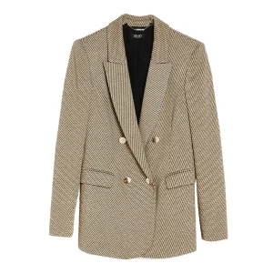 Blazer doppiopetto cammello jacquard con interventi in lurex