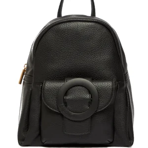 Zaino nero ecosostenibile con tasca frontale e anello logato