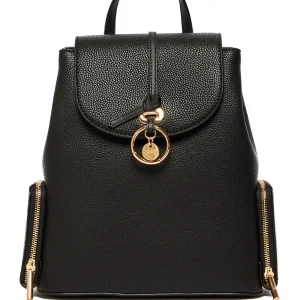 Zaino nero ecosostenibile con tasche laterali e charm