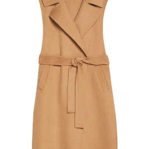 Gilet doppiopetto cammello in misto lana