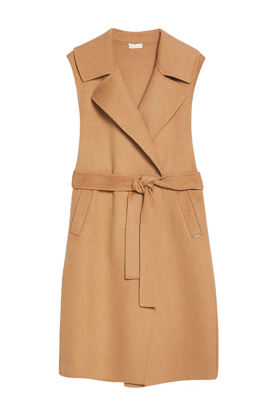 Gilet doppiopetto cammello in misto lana - immagine 2