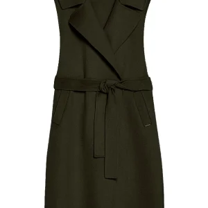 Gilet doppiopetto verde militare in misto lana