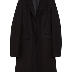 Cappotto nero in misto lana con collo a revers
