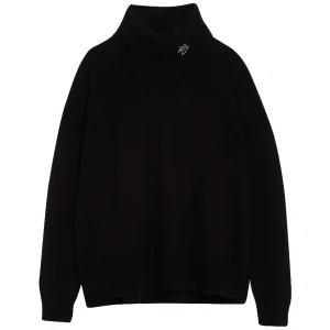 Dolcevita nero in misto lana con logo