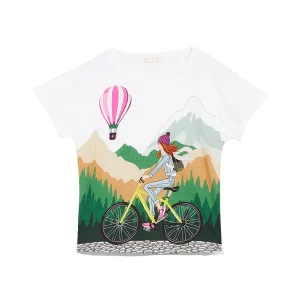 T-shirt bianca con stampa Deux Alpes