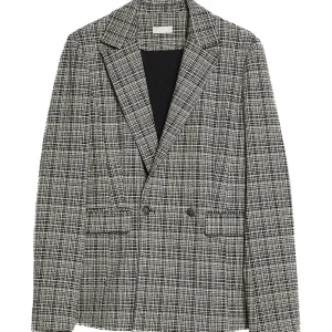 Blazer check jacquard grigio in maglia stretch