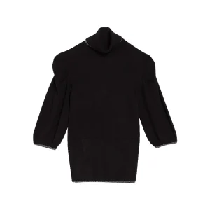 Dolcevita nero ecosostenibile lurex® con maniche a tre quarti