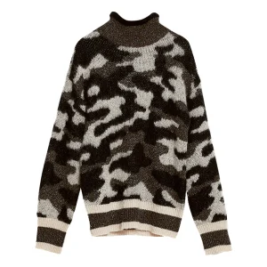 Dolcevita camouflage verde jacquard in misto alpaca