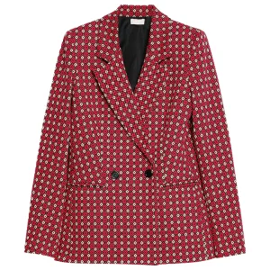 Blazer in jersey con stampa geometrica rossa