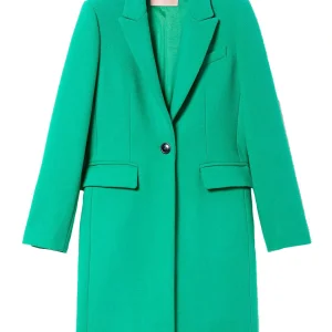 Cappotto verde menta in panno misto lana