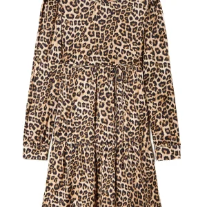 Abito corto in raso animalier