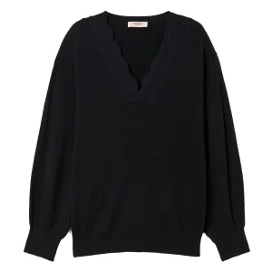 Maxi maglia nera con pizzo