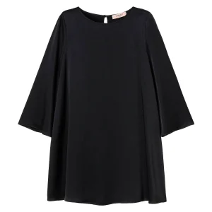 Abito corto a tunica nero in cady