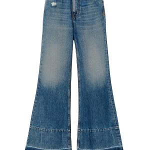 Jeans bell bottom con fondi sfrangiati