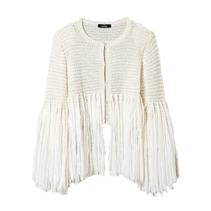 Giacca giglio in misto lana con frange