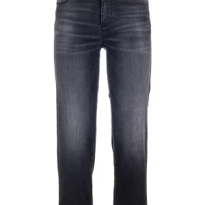Jeans cropped effetto push up in denim nero con lavaggio medio