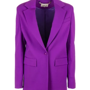 Blazer regular lungo monopetto viola in punto milano
