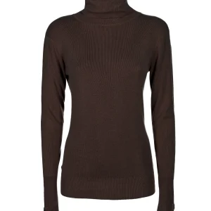 Maglia slim marrone a costine