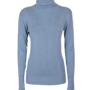 Maglia slim light blue a costine