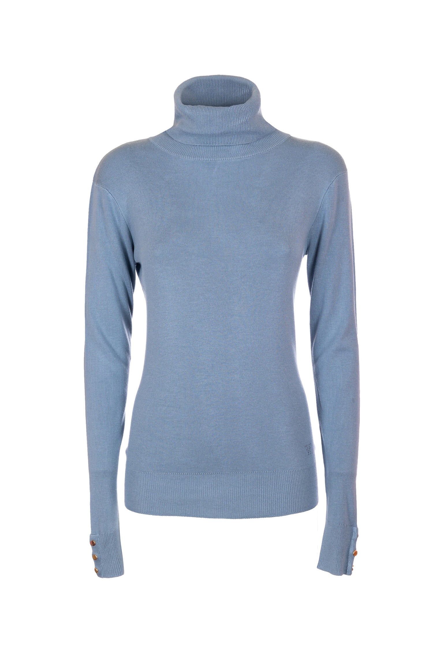 Maglia slim light blue a costine