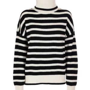 Maglia ampia a righe bianche e nere in misto lana