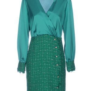 Abito regular mini verde in mix di tessuti