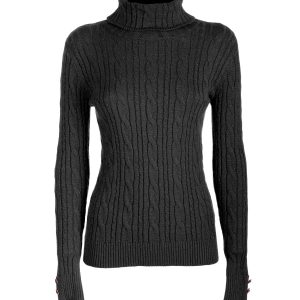 Maglia slim nera con trecce e con lurex