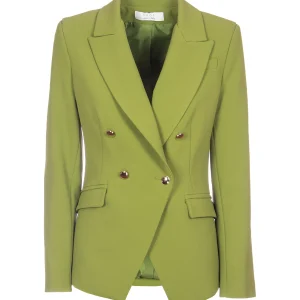 Blazer doppiopetto verde in tessuto tecnico