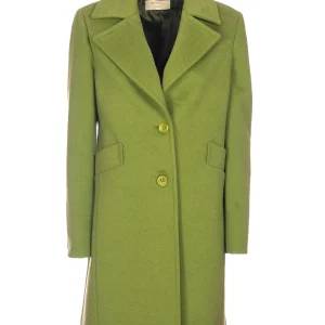 Cappotto lungo verde pistacchio in panno