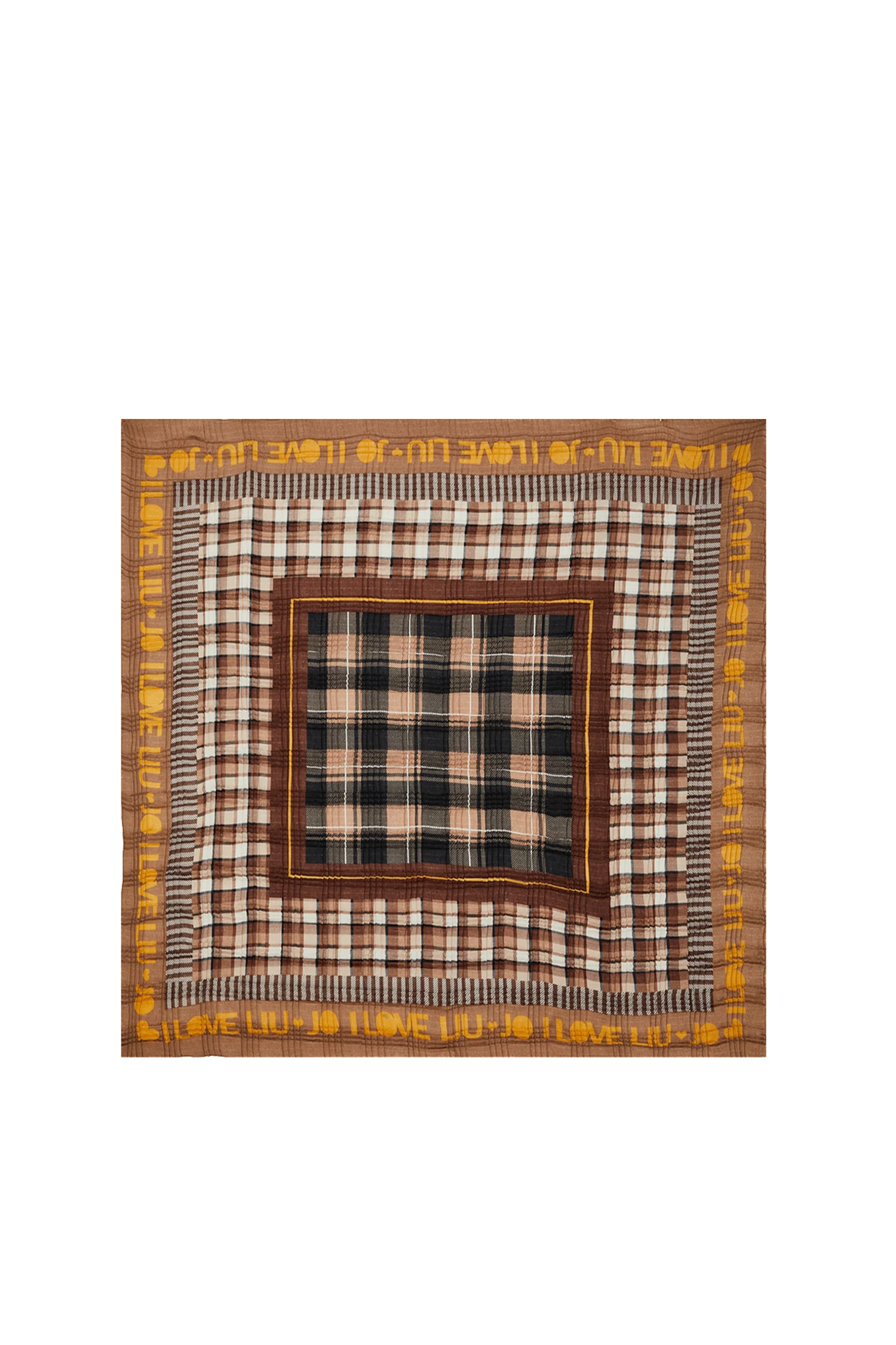 Foulard check cammello ecosostenibile con logo - immagine 3