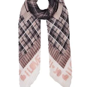Foulard check nero ecosostenibile con logo