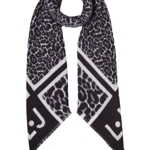 Foulard animalier nero ecosostenibile con logo