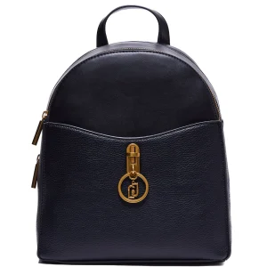 Zaino nero ecosostenibile con tasca e charm frontali