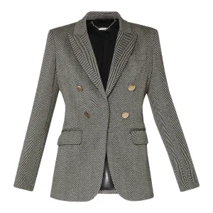 Blazer chevron jacquard in punto Milano con revers a lancia