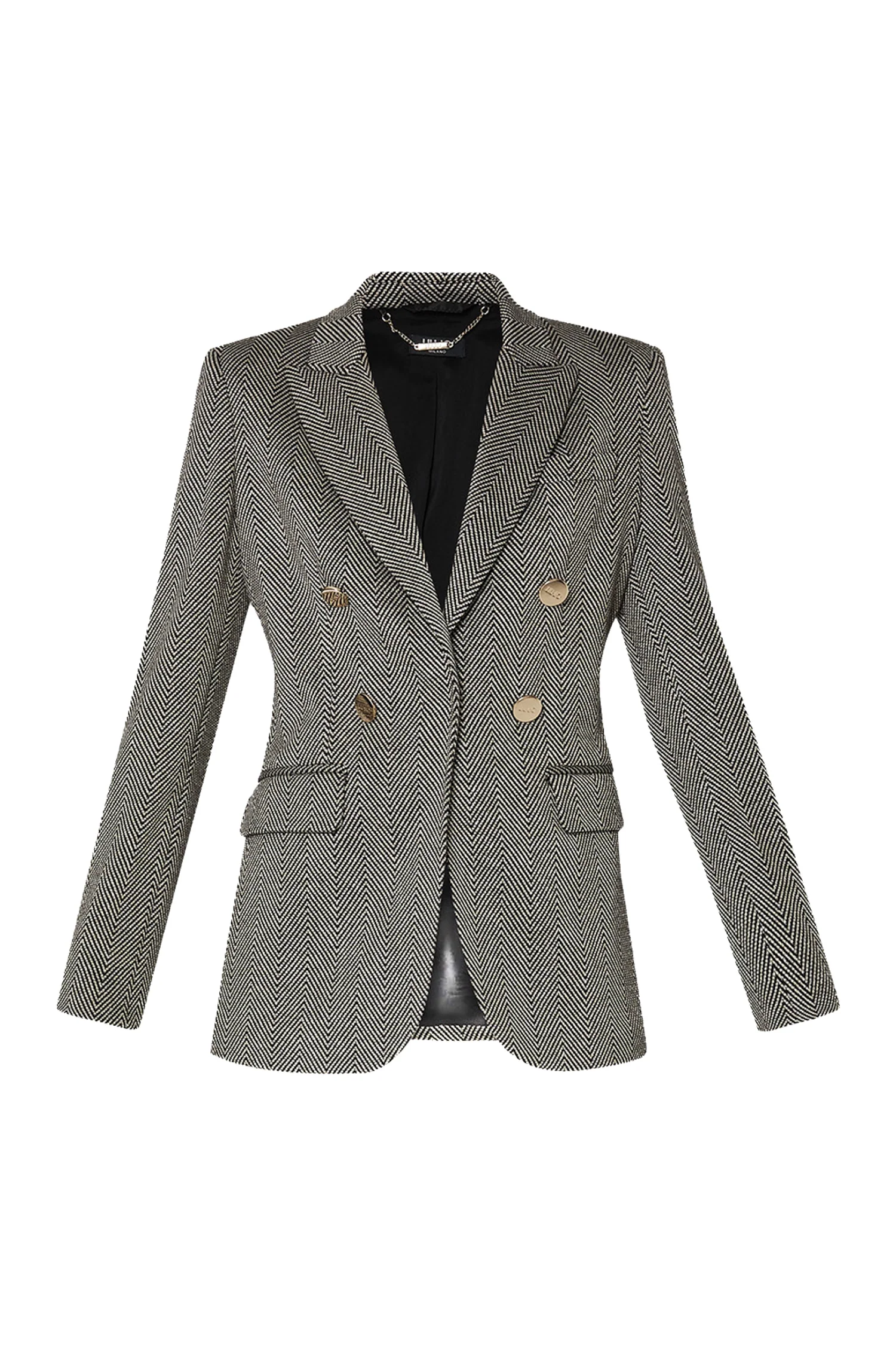 Blazer chevron jacquard in punto Milano con revers a lancia - immagine 2