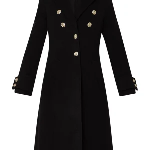 Cappotto nero in misto lana con bottoni