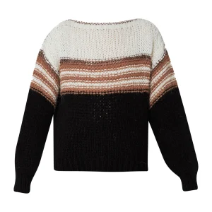 Maglione bianco e nero in alpaca e lana