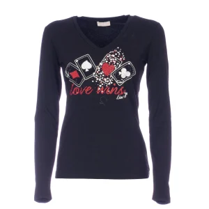 T-shirt a maniche lunghe nera in cotone con stampa “Love Wins”