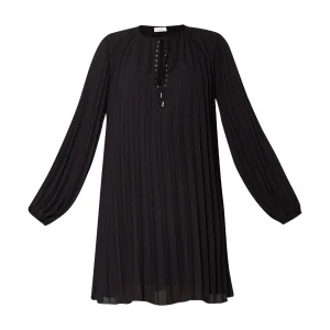 Vestito corto nero plissettato