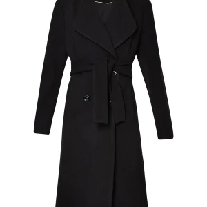 Cappotto nero in panno con cintura