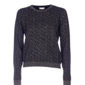Pullover nero e oro monogram in lurex®