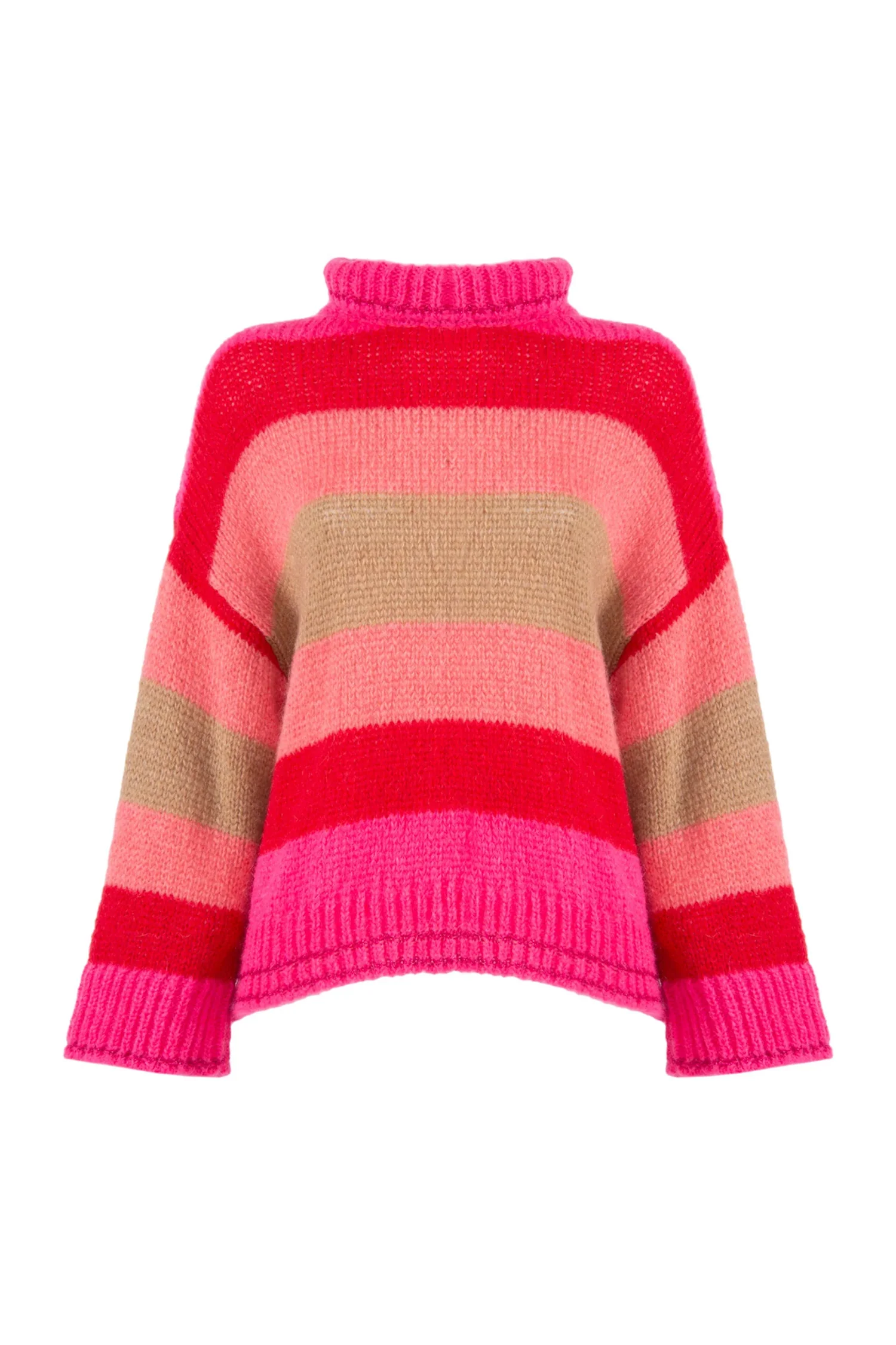 Maglia a collo alto “MARIEL” rosa in mohair con sfumatura degradè - immagine 2