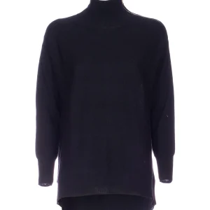 Maglia a collo alto “MARTINO” nero in lana blend con zip laterale